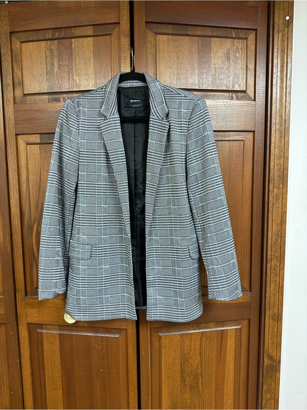 stradivarius Black & White Glen Plaid Blazer